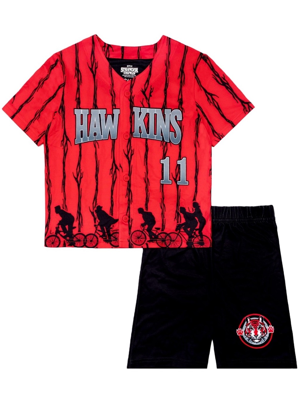 NWT Hawkins Red Kids Baseball Shirt & Shorts Set - Stranger Things size M